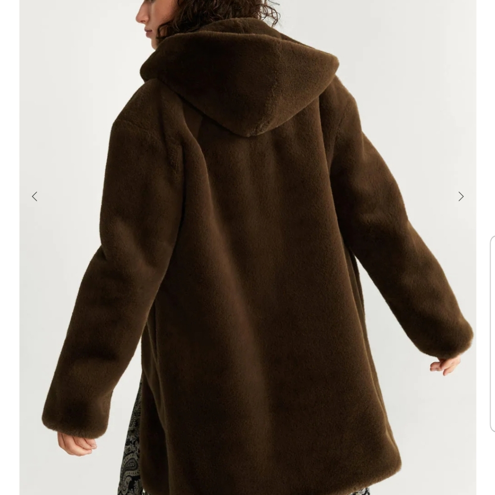 Mango hooded faux-fur coat